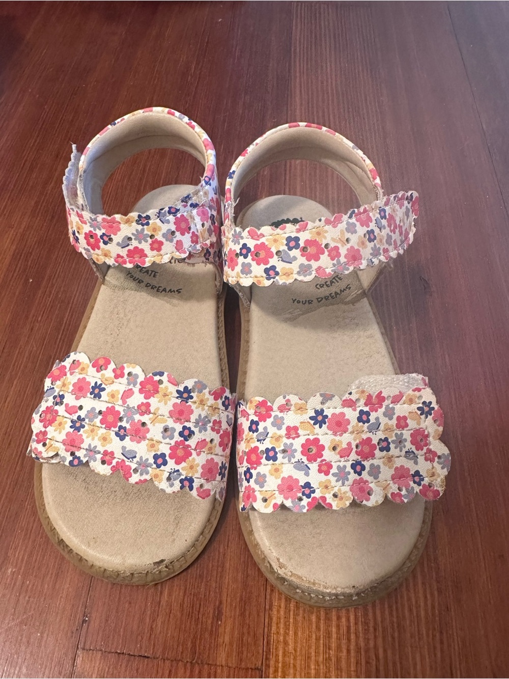 Livie & Luca Girls Floral Pink Blue Yellow Sandals size toddler 12